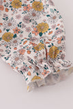 Floral embroidery smocked romper - Aaria Tees Aaria Tees