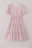 Pink floral print tiered mom dress - Aaria Tees Aaria Tees