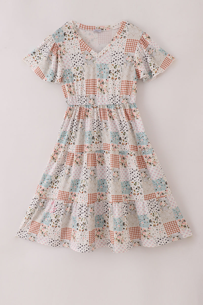 Fall floral print mom dress - Aaria Tees Aaria Tees