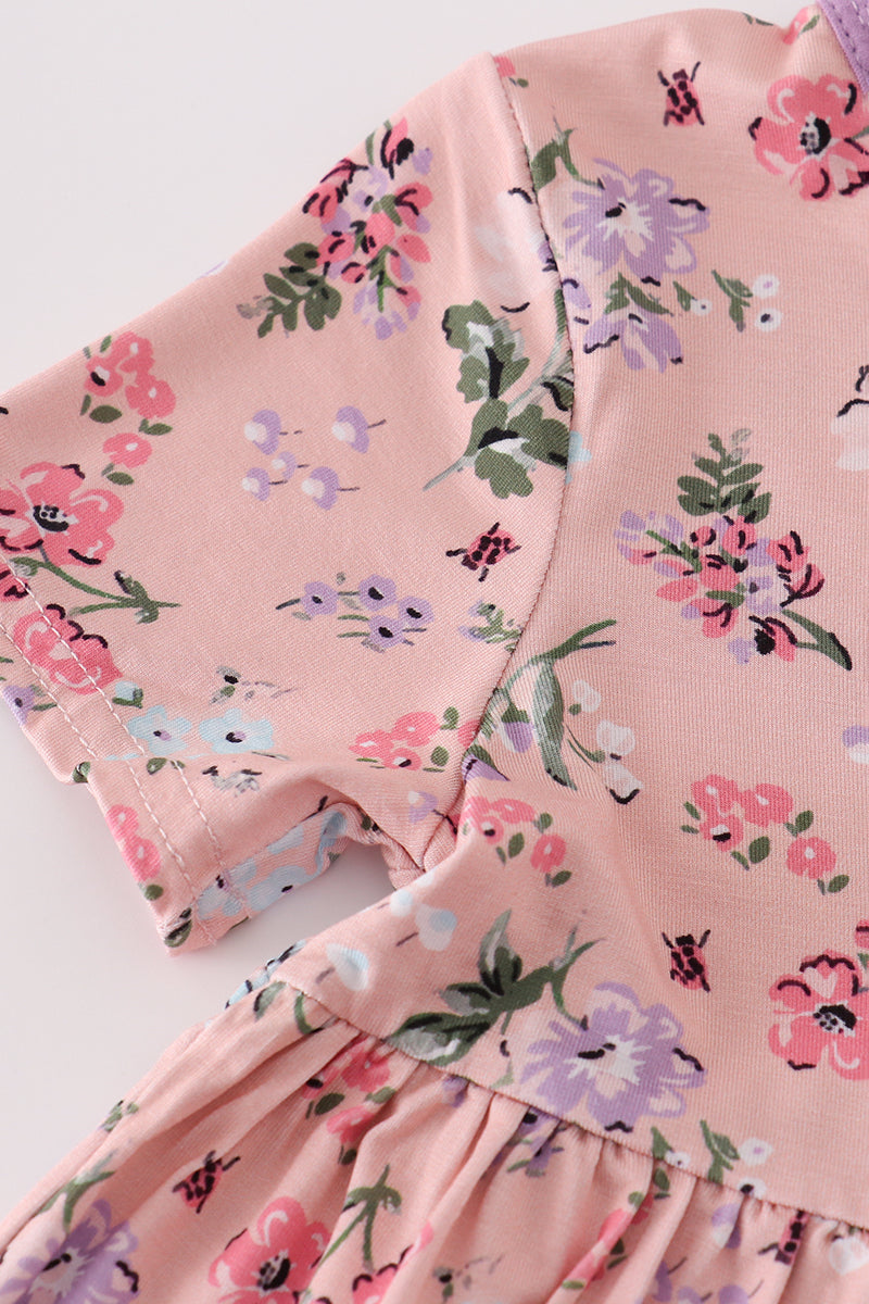 Purple floral print bamboo dress - Aaria Tees Aaria Tees