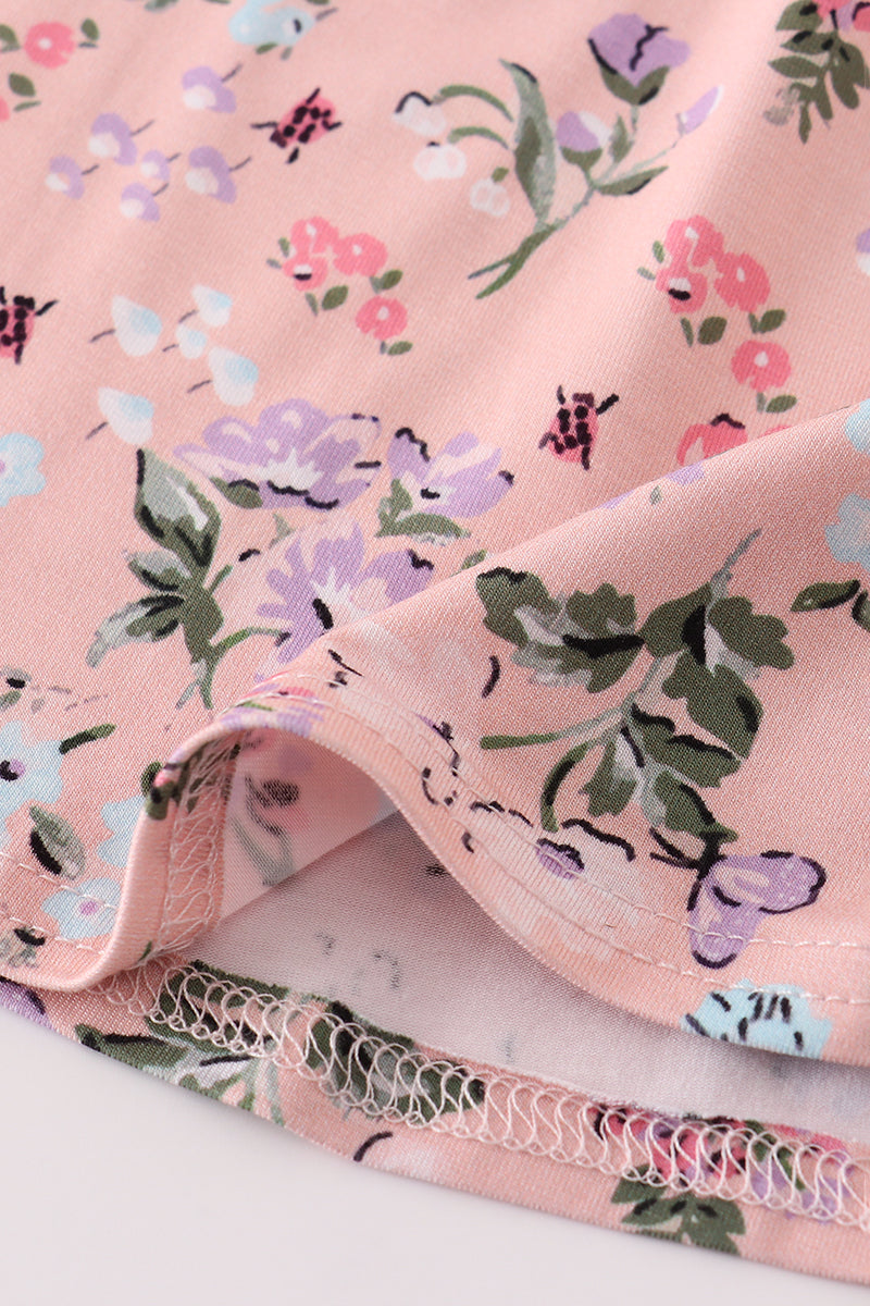 Purple floral print bamboo dress - Aaria Tees Aaria Tees
