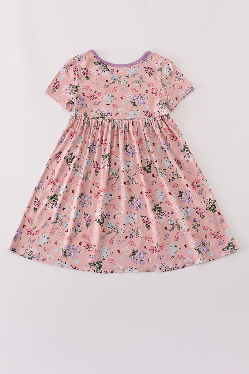 Purple floral print bamboo dress - Aaria Tees Aaria Tees