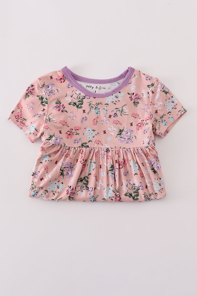 Purple floral print bamboo dress - Aaria Tees Aaria Tees