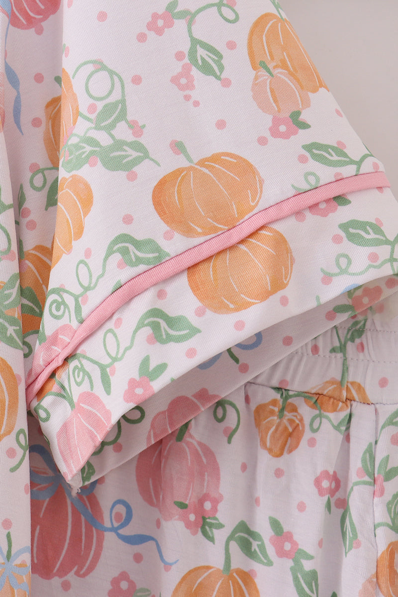 Pink pumpkin bamboo mom pajamas set - Aaria Tees Aaria Tees