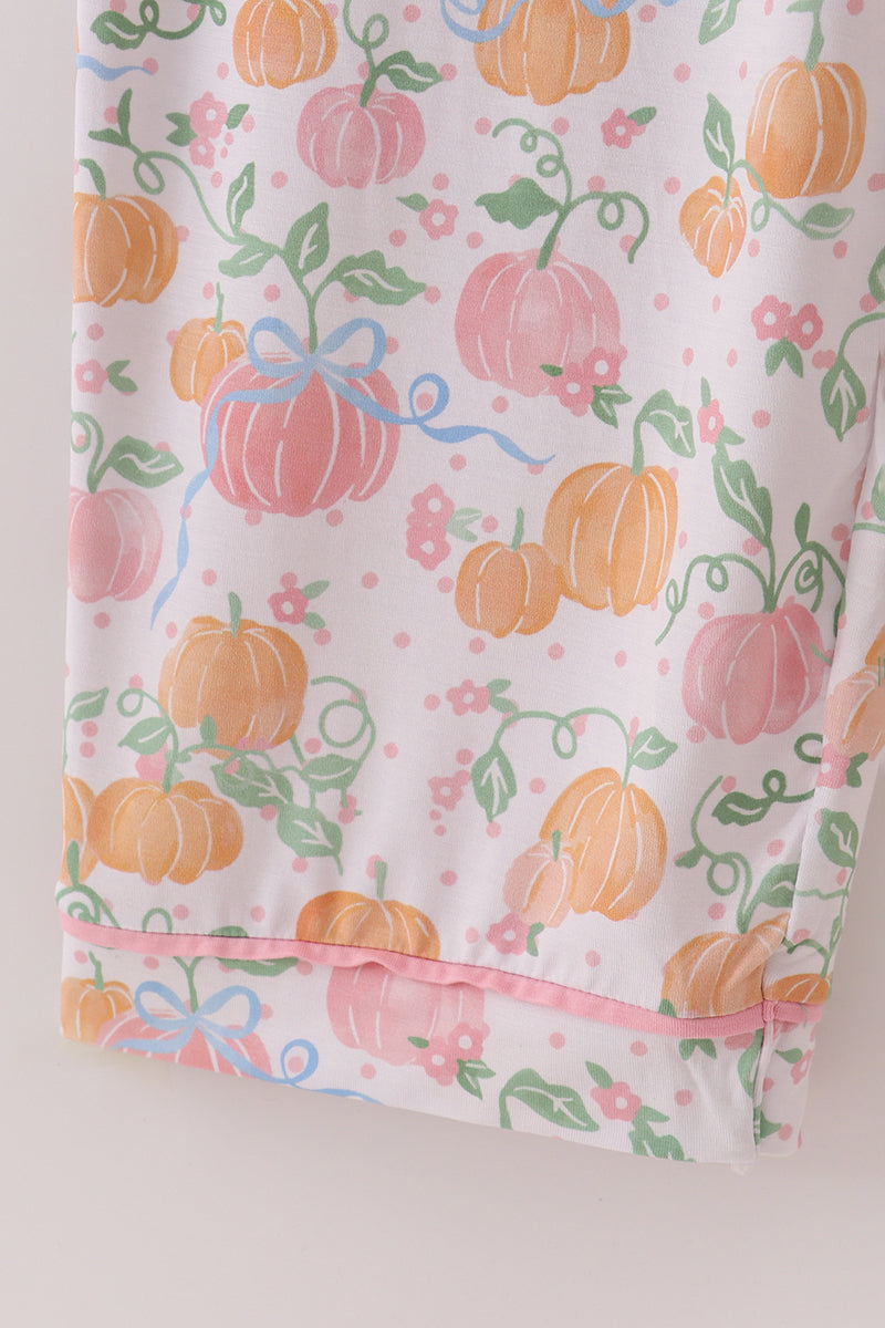 Pink pumpkin bamboo mom pajamas set - Aaria Tees Aaria Tees