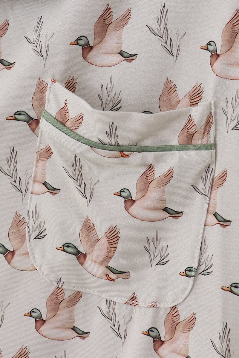 Green duck print bamboo mom pajamas set - Aaria Tees Aaria Tees