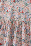 Blue floral print ruffle mom dress Aaria Tees