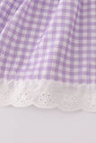 Lavender ribbon lace embroidery gingham bloomer set - Aaria Tees Aaria Tees