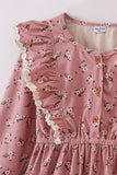 Floral corduroy lace ruffle mom dress - Aaria Tees Aaria Tees