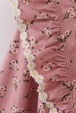 Floral corduroy lace ruffle mom dress - Aaria Tees Aaria Tees