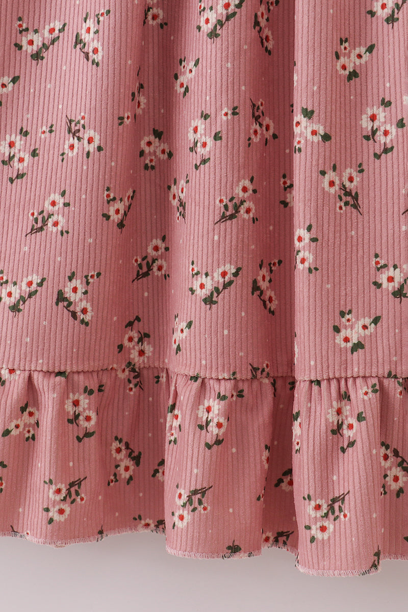 Floral corduroy lace ruffle mom dress - Aaria Tees Aaria Tees