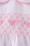 Pink bow smocked bloomer set Aaria Tees