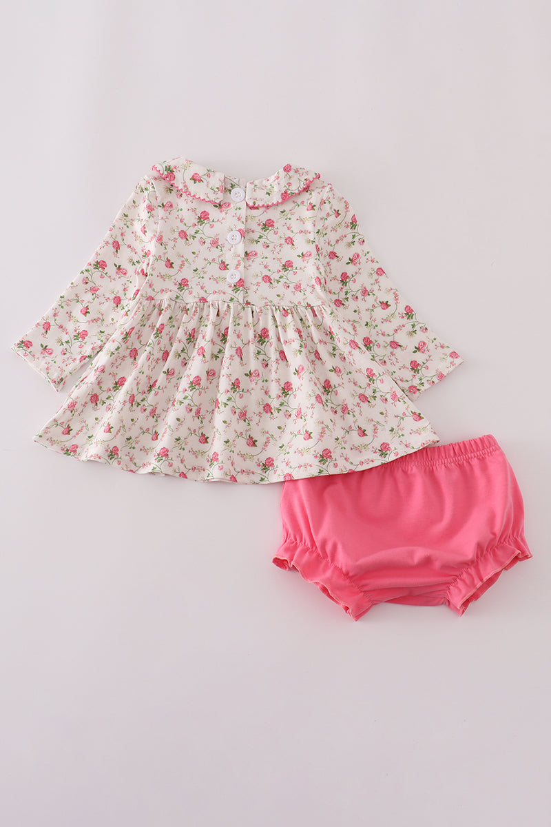 Pink rose hand smocked bloomer set - Aaria Tees Aaria Tees