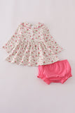 Pink rose hand smocked bloomer set - Aaria Tees Aaria Tees