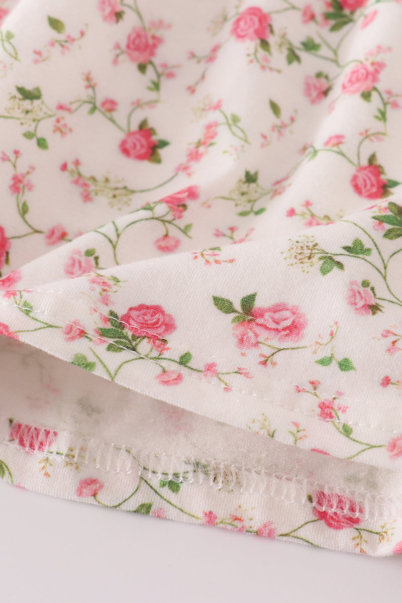 Pink rose hand smocked pants set - Aaria Tees Aaria Tees