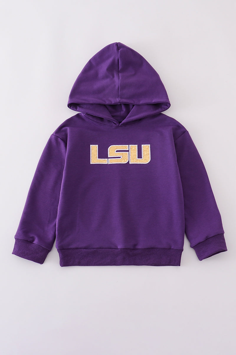 LSU glitter hoodie top - Aaria Tees