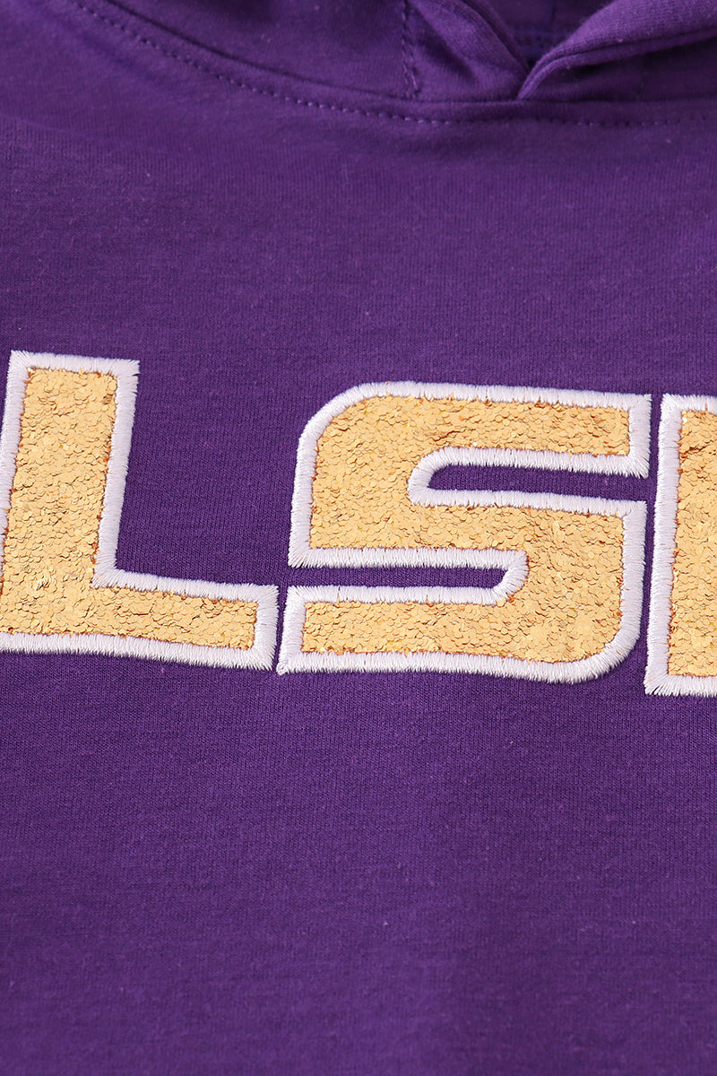 LSU glitter hoodie top - Aaria Tees Aaria Tees