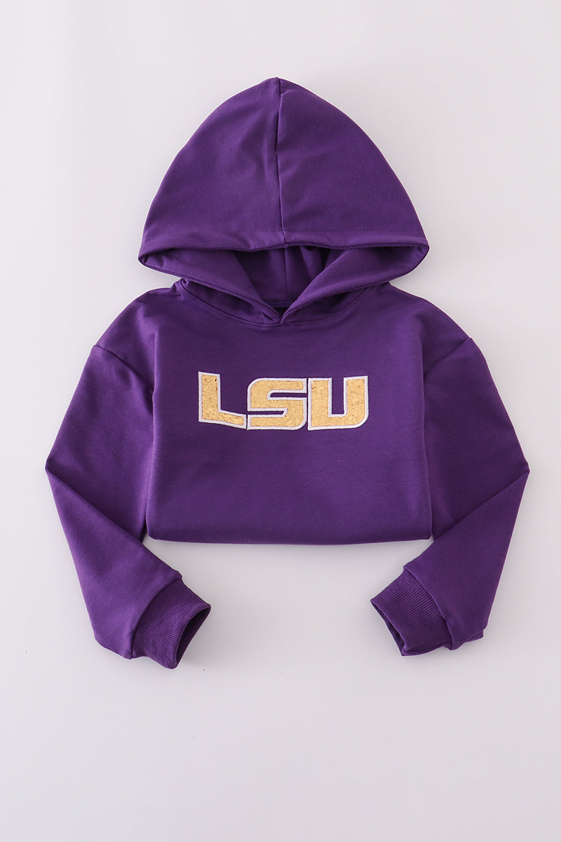LSU glitter hoodie top - Aaria Tees Aaria Tees
