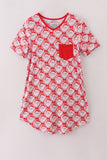 Red santa claus print bamboo mom gown - Aaria Tees Aaria Tees