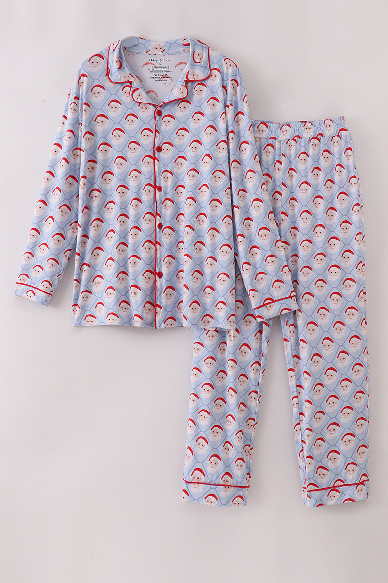 Blue santa claus bamboo dad pajamas set - Aaria Tees