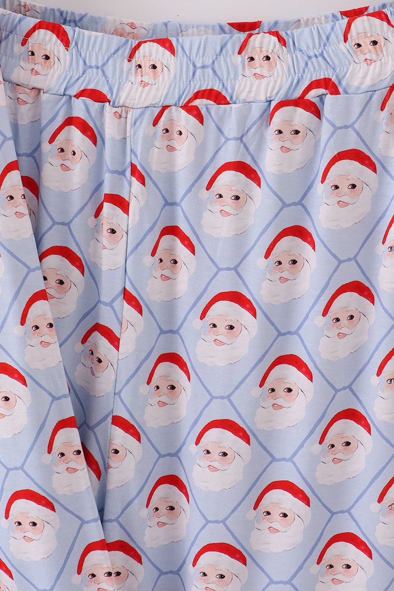 Blue santa claus bamboo dad pajamas set - Aaria Tees Aaria Tees