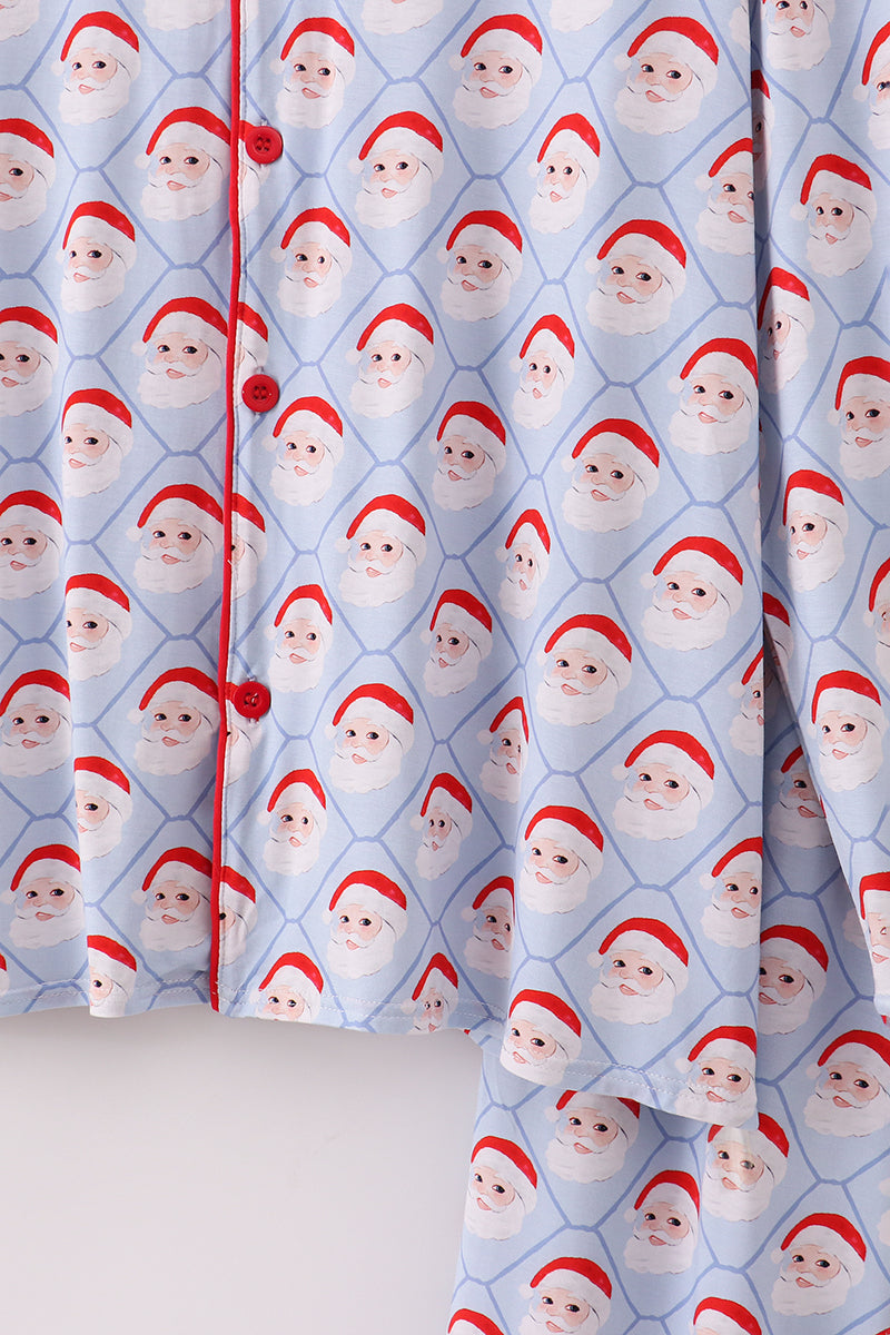 Blue santa claus bamboo dad pajamas set - Aaria Tees Aaria Tees
