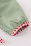 Green christmas reindeer embroidery girl bloomers set Aaria Tees