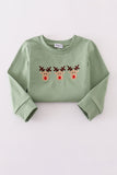 Green christmas reindeer embroidery boy set Aaria Tees