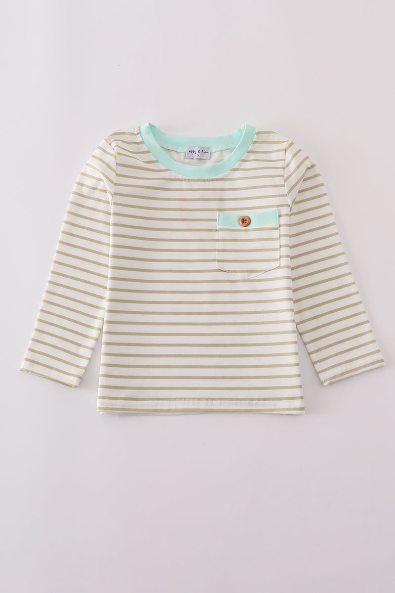 Khaki stripe top - Aaria Tees