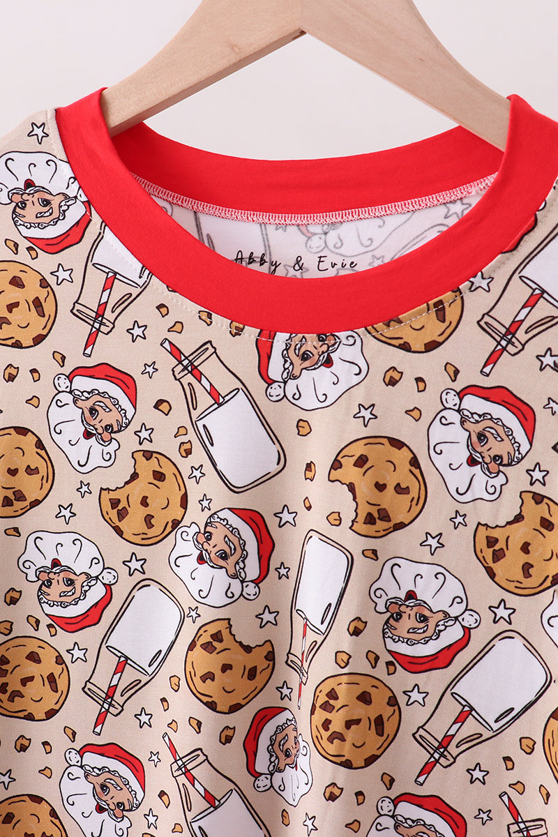 Santa milk biscuits bamboo mom pajamas set - Aaria Tees Aaria Tees