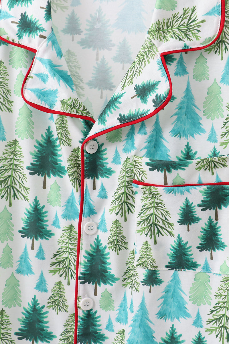 Green christmas tree print dad pajamas pants set - Aaria Tees Aaria Tees