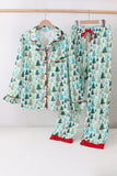 Green christmas tree print mom pajamas pants set - Aaria Tees Aaria Tees