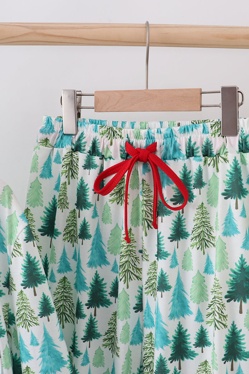 Green christmas tree print mom pajamas pants set - Aaria Tees Aaria Tees