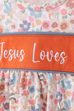 Jesus loves me embroidery floral print girl bloomers set Aaria Tees