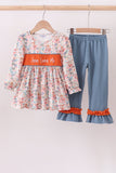 Jesus loves me embroidery floral print girl set Aaria Tees