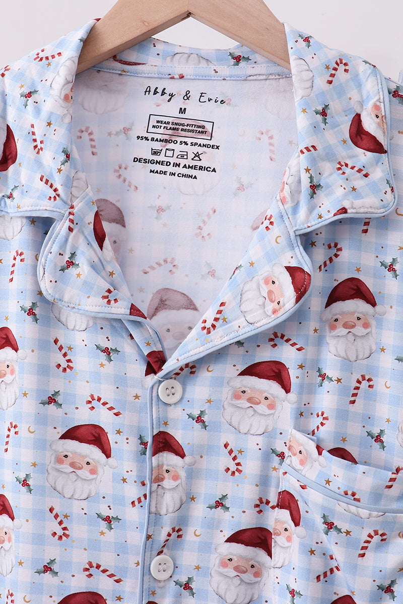 Blue santa claus bamboo dad pajamas set - Aaria Tees Aaria Tees
