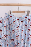 Blue santa claus bamboo dad pajamas set - Aaria Tees Aaria Tees