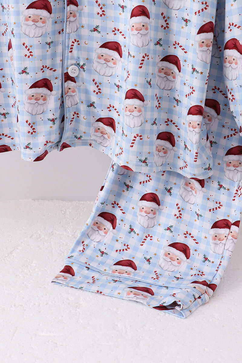 Blue santa claus bamboo dad pajamas set - Aaria Tees Aaria Tees