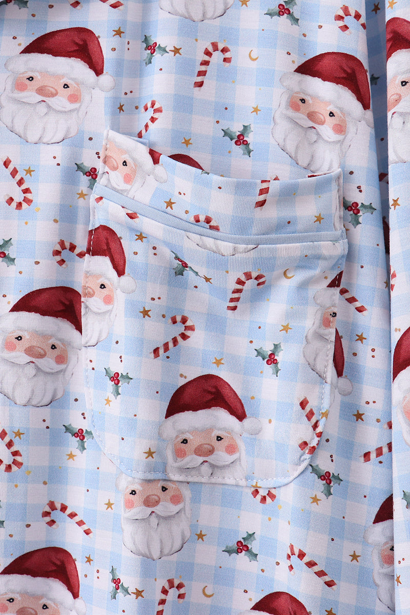 Blue santa claus bamboo dad pajamas set - Aaria Tees Aaria Tees