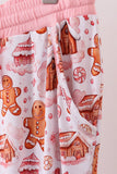 Pink gingerbread house bamboo mom pajmas pants - Aaria Tees Aaria Tees