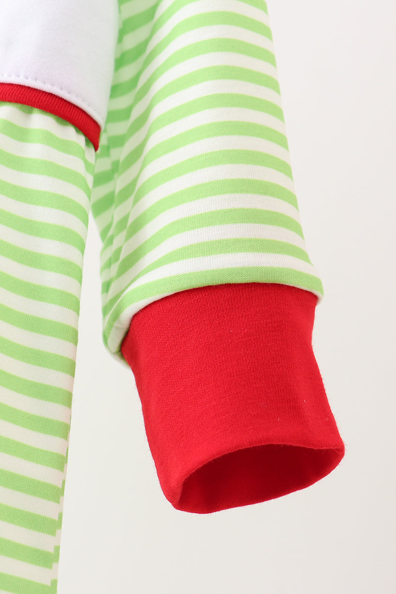 Green christmas grinch embroidery boy romper - Aaria Tees Aaria Tees
