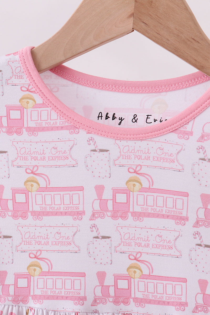 Pink train bamboo pajamas dress - Aaria Tees Aaria Tees