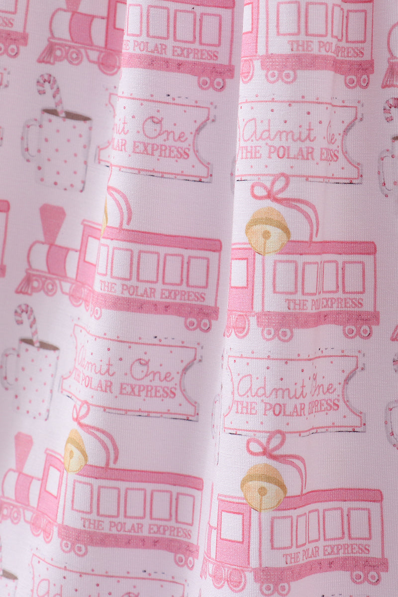 Pink train bamboo pajamas dress - Aaria Tees Aaria Tees