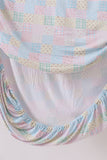 Pink floral checkered bamboo crib sheet - Aaria Tees Aaria Tees