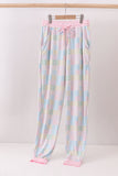 Pink floral checkered bamboo mom pajamas pants - Aaria Tees Aaria Tees