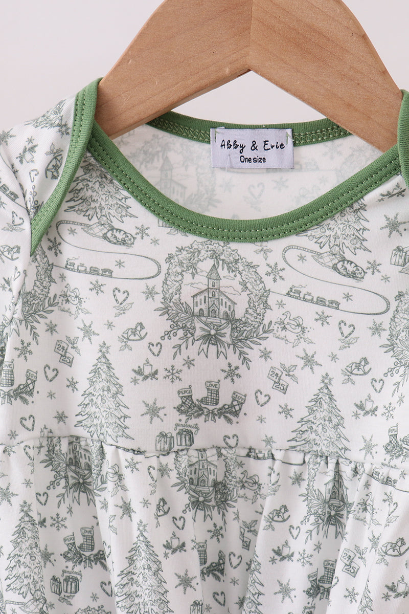 Green christmas tree print gown - Aaria Tees Aaria Tees
