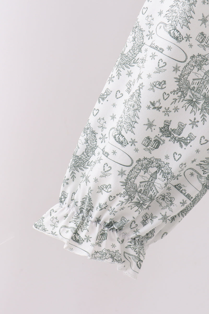 Green christmas tree print mom pajama - Aaria Tees Aaria Tees