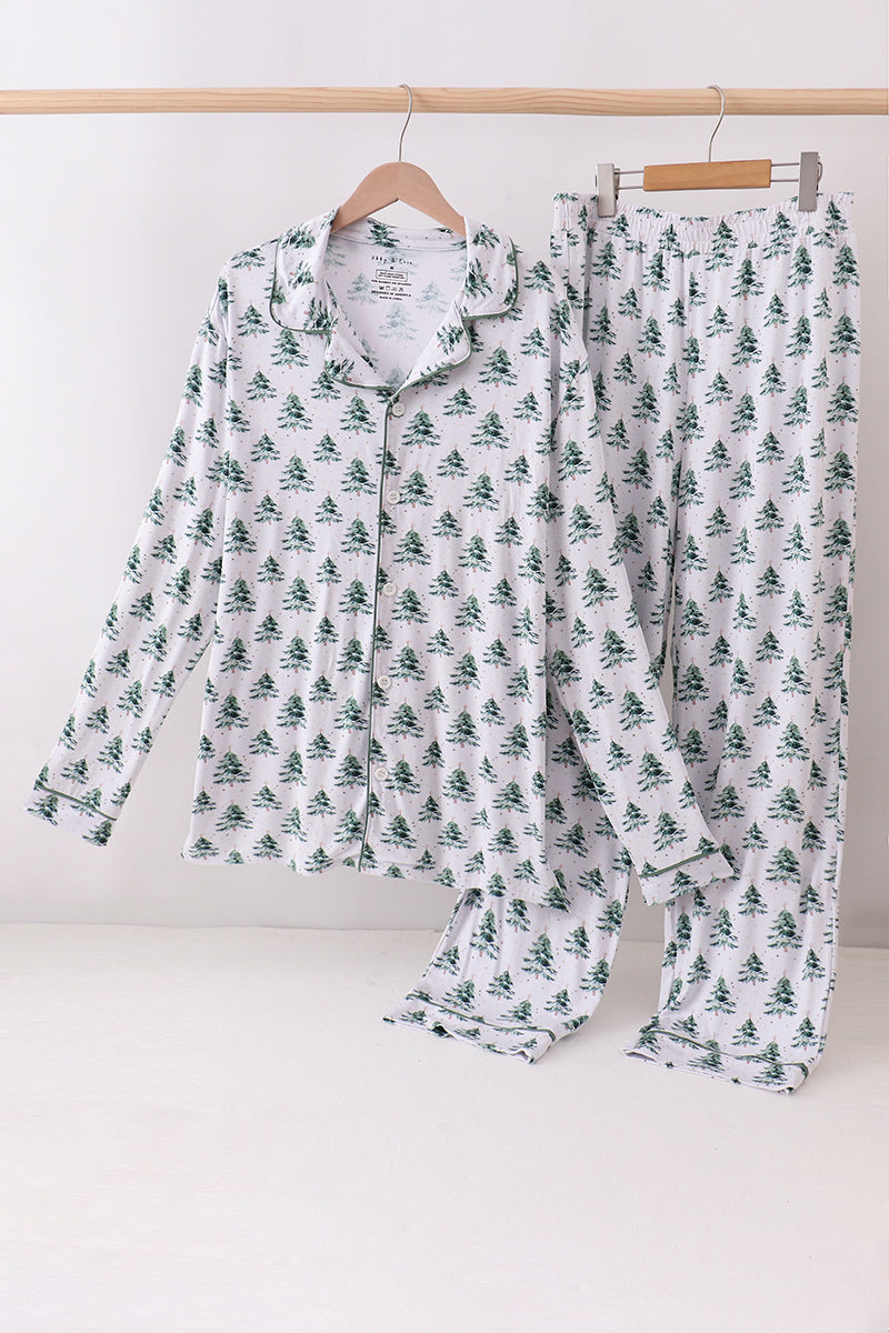 Green christmas tree bamboo mom&me pajama set - Aaria Tees