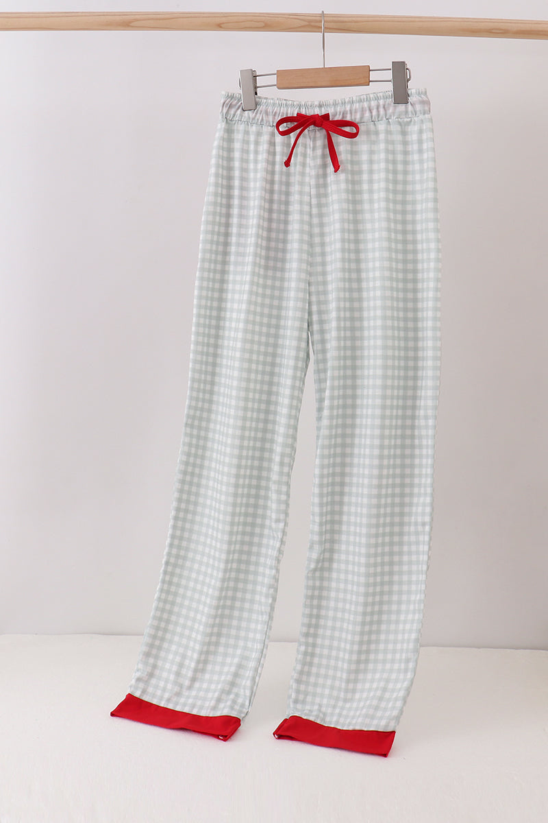 Sage gingham mom pajama pants - Aaria Tees