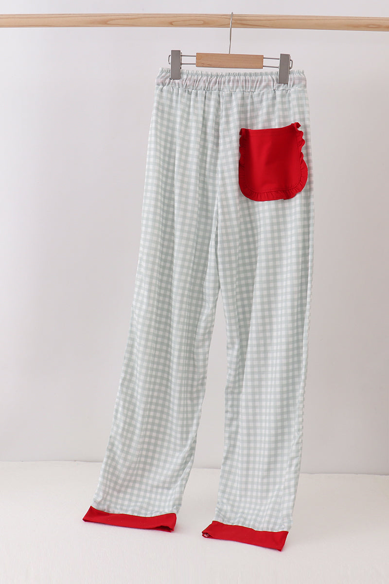 Sage gingham mom pajama pants - Aaria Tees Aaria Tees